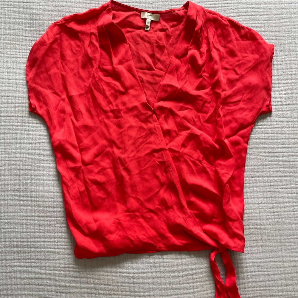 Joie red silk top